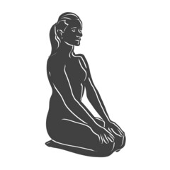 Black Vajrasana Thunderbolt Yoga Pose Outline Icon
