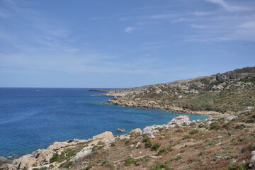 the rocky east coast of Malta in the mediterranian