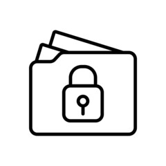 Folder Protected Icon. Done in modern black Linear style isolated on white background. For web banners, Mobile applications, Websites, Printed materials.