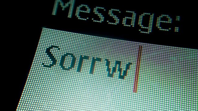 Typing Sorry on mobile screen and then deleting it 