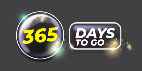 365 days to go countdown blue modern horizontal banner design template. 365 days to go sale announcement grey stylish banner, label, sticker, icon, poster and flyer.