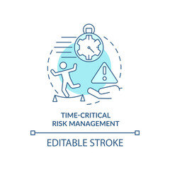 Time-critical risk management turquoise concept icon. Prioritizing hazards abstract idea thin line illustration. Isolated outline drawing. Editable stroke. Arial, Myriad Pro-Bold fonts used