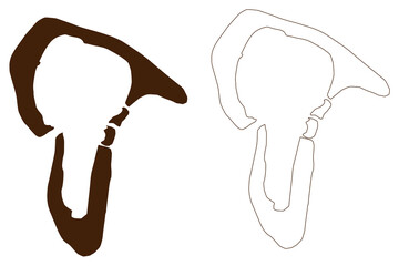 Tupai island (France, French Republic, Pacific Ocean, Society Islands Archipelago, French Polynesia) map vector illustration, scribble sketch Motu Iti map