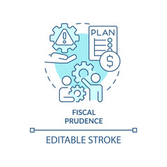 Fiscal prudence turquoise concept icon. Risk management advantage abstract idea thin line illustration. Financial market. Isolated outline drawing. Editable stroke. Arial, Myriad Pro-Bold fonts used
