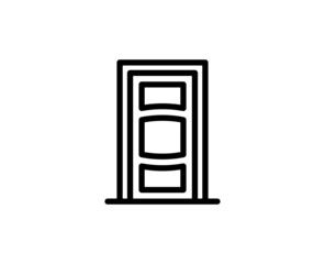 Door icon concept. Single premium editable stroke pictogram perfect for logos, mobile apps, online shops and web sites. Vector symbol isolated on white background.