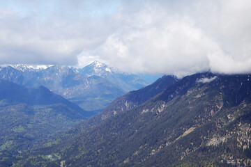 View from Kramerspitz mountain to Garmisch-Partenkirchen, Upper Bavaria, Germany