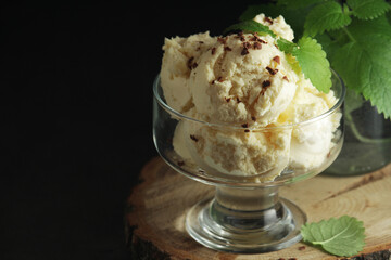Ice cream scoops in an ice cream bowl	