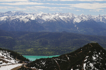 The panorama from mountain Herzogstand, Bavarian Alps	