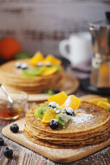 Crepes or bliny with fruit