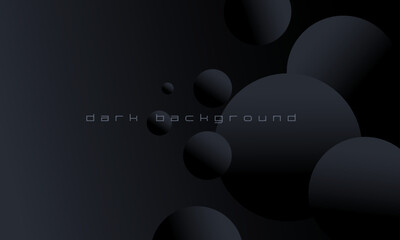 Premium dark minimal geometric background with gradient bubble. Dynamic black shapes composition with Modern Abstract design for Landing page template, wallpaper, background element template
