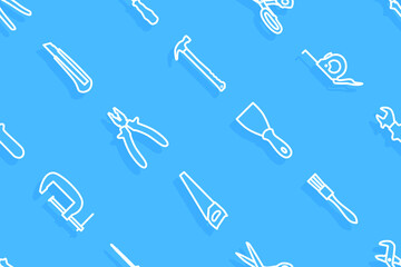 Seamless pattern on the theme of tools and repairs.