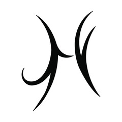 Pisces zodiac sign on a white background