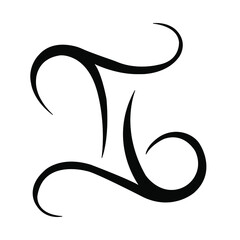 Zodiac sign Gemini on white background