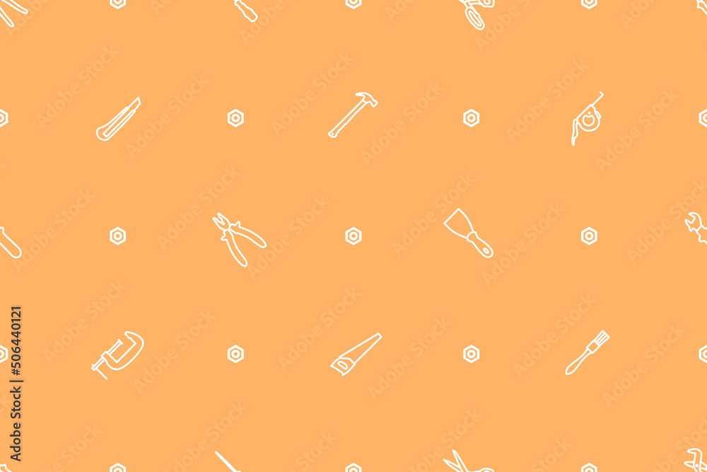 Sticker Seamless pattern on the theme of tools and repairs.