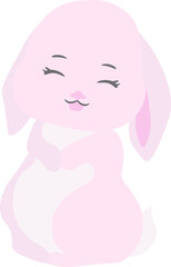 Cute Bunnies isolated Vector illustration on white background.