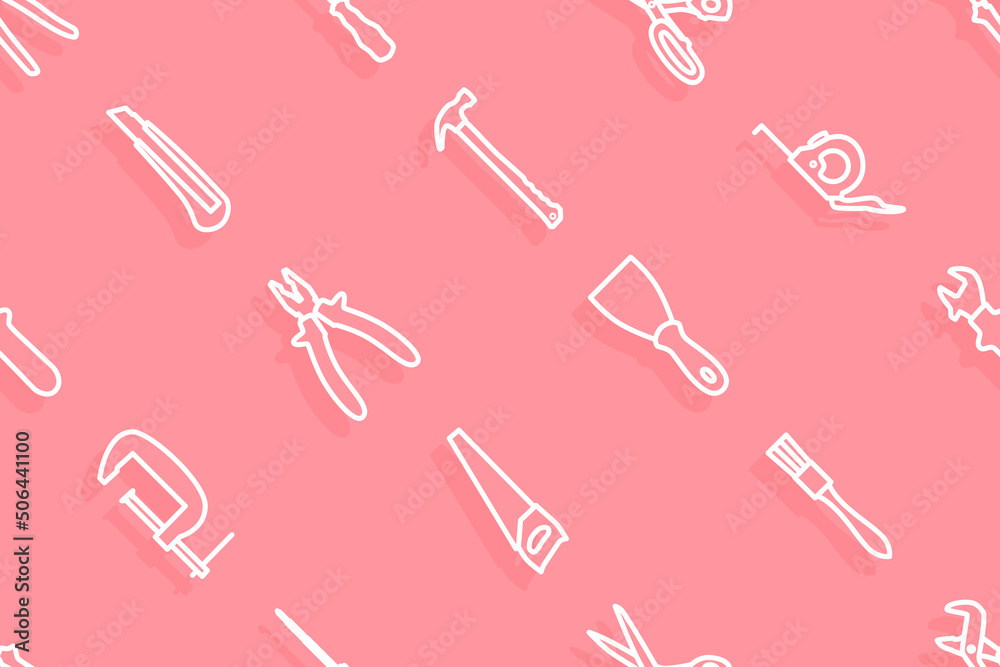 Wall mural Seamless pattern on the theme of tools and repairs.