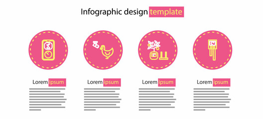Set line Smart farming technology, Temperature and humidity sensor, Chicken camera and icon. Vector