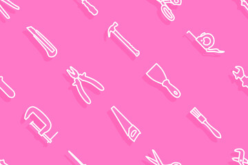 Seamless pattern on the theme of tools and repairs.