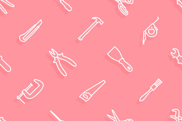 Seamless pattern on the theme of tools and repairs.