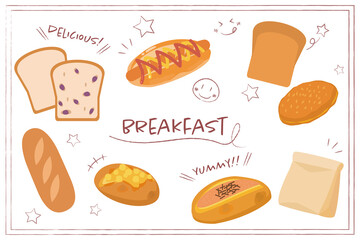 パンのイラスト素材セット(ベクター)