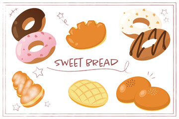 菓子パンのイラスト素材セット(ベクター)