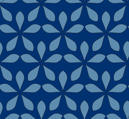 Seamless decorative vector patterns in Japanese style. Modern illustrations of blue linear art for wallpaper, flyers, covers, banners, minimalistic decorations, backgrounds.