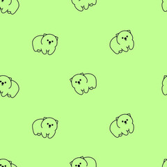 Vector pattern with wombats, cute pattern, seamless pattern, funny animal pattern