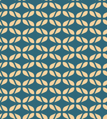 Seamless decorative golden pattern on an emerald background, geometric ornament in Japanese style. Modern linear art illustrations for wallpapers, flyers, covers, banners, backgrounds