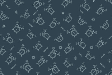 Seamless pattern from alarm clocks. Background on the theme of clocks, alarm clocks.