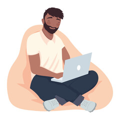 afro accountant man in sofa