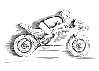 Fototapeta na wymiar Biker riding a bike graphic black white landscape sketch illustration vector