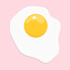 Cartoon fried egg top view. Isolated vector illustration