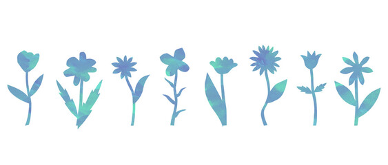 水彩テクスチャの花のシルエットの背景