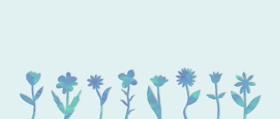 水彩テクスチャの花のシルエットの背景