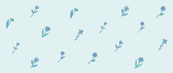 水彩テクスチャの花のシルエットの背景