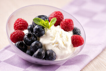 Ice cream with fresh berries. High quality photo
