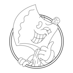 Coloring illustration of cartoon smiling axe