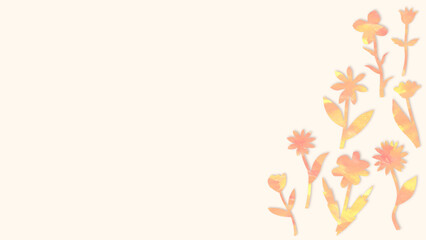 水彩テクスチャの花のシルエットの背景