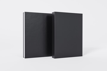 Mockup of a rectangular book with a blank glossy cover on white background. Front and back covers visible. Isolated with clipping path.