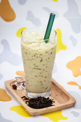 Green tea ice with background