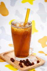 Lemon Thai tea with tea leaf