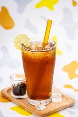 Lemon Thai tea with tea leaf