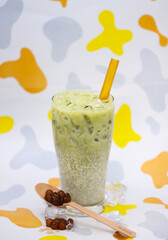 Green tea ice with background