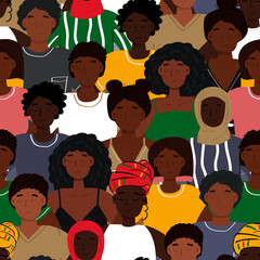 Seamless pattern with black men and women