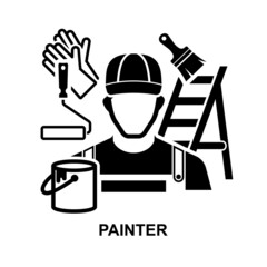 Painter icon isolated on white background vector illustration.
