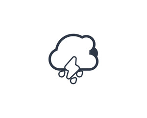 Cloud with Lightning and Rain vector flat emoticon. Isolated Cloud with Lightning and Rain illustration. Cloud with Lightning and Rain icon