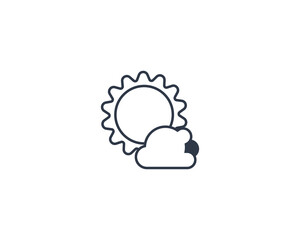 Sun Behind Small Cloud vector flat emoticon. Isolated Sun Behind Small Cloud illustration. Sun Behind Small Cloud icon