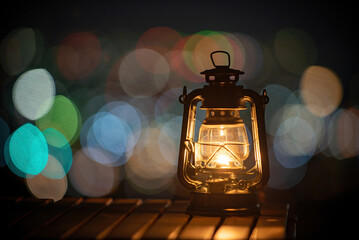 夜景とランタン