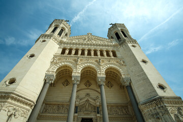 Beautiful view of the famous Basilica Fourviere of Lyon