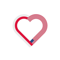 unity concept. heart ribbon icon of poland and united states flags. vector illustration isolated on white background
